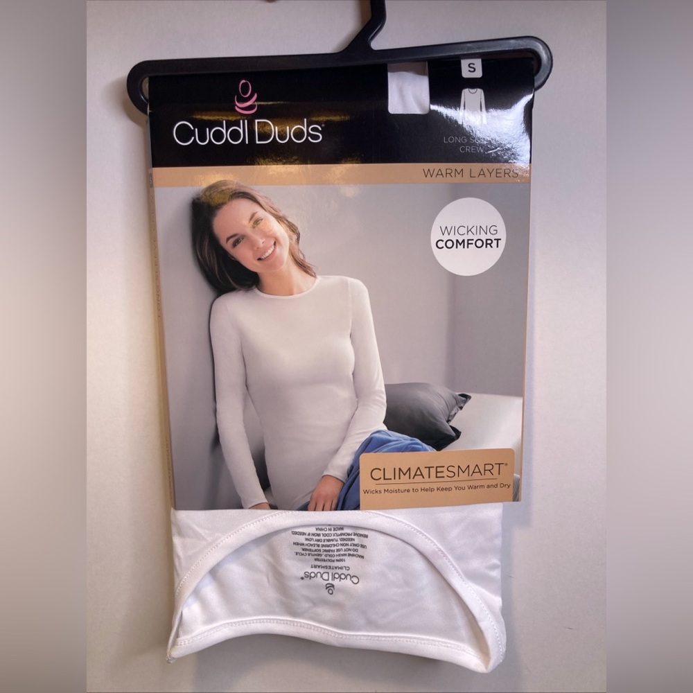 Cuddl Duds Women's White ClimateSmart Long Sleeve Crew Neck Top Size S NWT